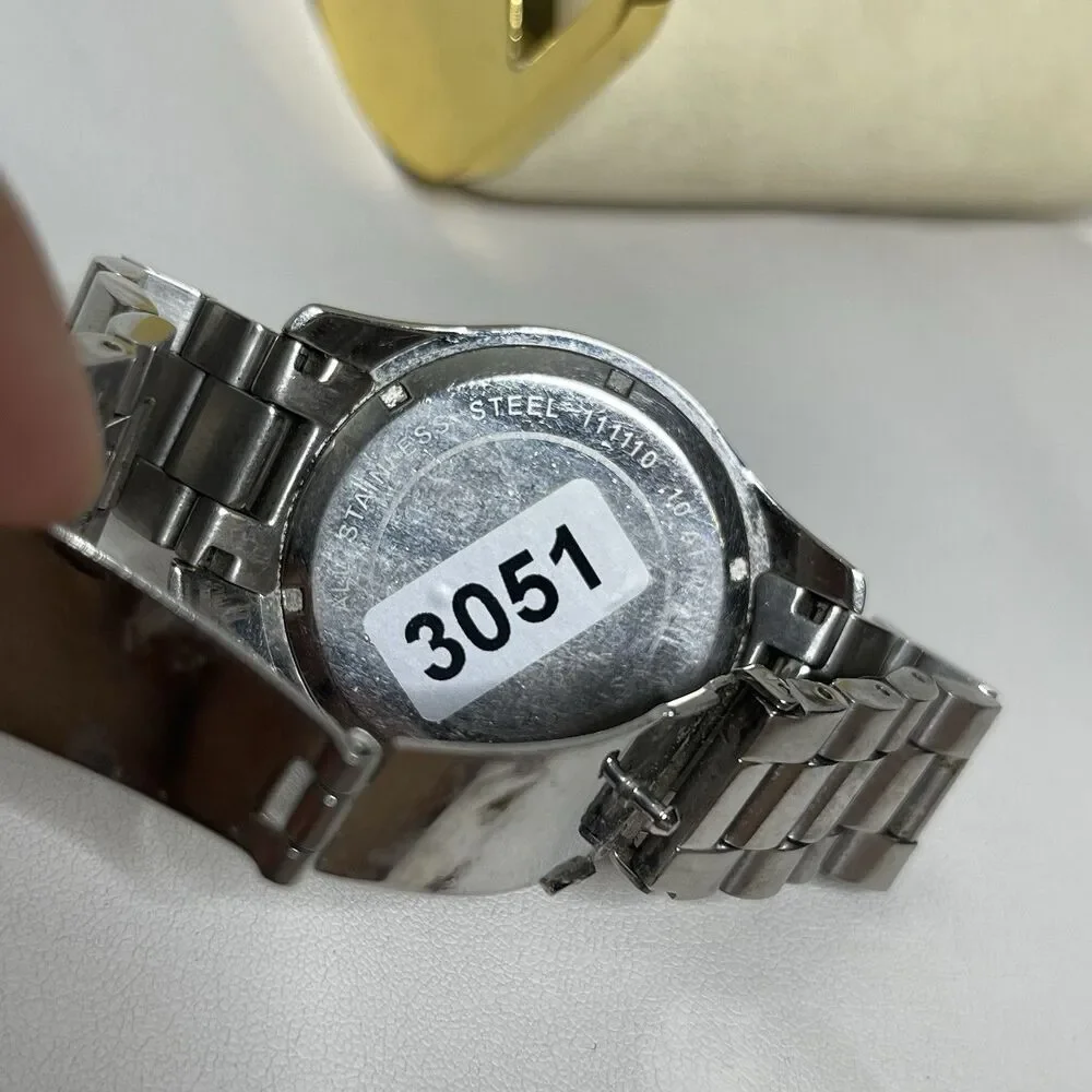 Michael Kors Silver Watch Layton Stainless Steel Chronograph MK5454 Quartz WORKS